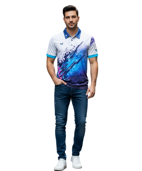 Siren blue n white jersey